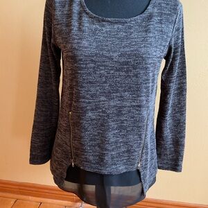 MISS NIKKY Elegant Gray Women's Zipper Detail Top Size S